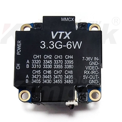 3.3G 6W Video Transmitter 3.3Ghz FPV VTX 8 kanalen Video Audio Transmissie op lange afstand