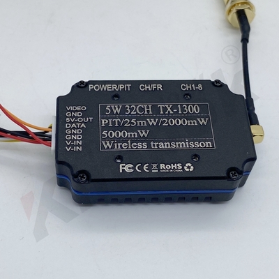 5W High-Power 1.3GHz 32CH 24.5g Ultra-Light FPV Transmitter voor hoge snelheid Drone Racing Long Range, Low-Latency Image Transmission