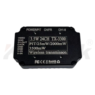 3.3GHz 3.5W 24CH Ultralichte FPV Analoge Videozender 24,5g voor Drone Racing